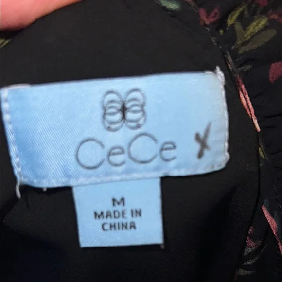 CeCe Floral Mini Dress - Black and Pink - Picture 2 of 9